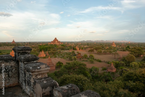 Sunset at Schwesandaw Paya, temple site of Bagan, Myanmar, Asia photo