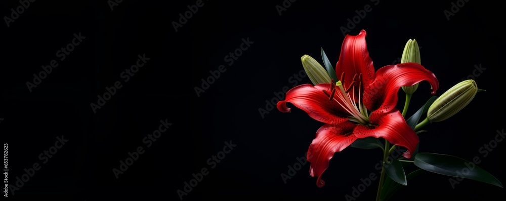 beautiful lily flower blank space, ai generative