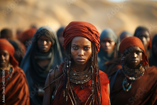 The Himba People of Namibia - Known for their ochre-covered bodies.Generated with AI photo