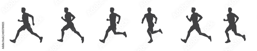 Silhouette of a running man or jogger or sprinter vector collection