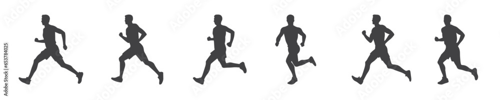 Silhouette of a running man or jogger or sprinter vector collection Silhouette of a running man or jogger or sprinter vector collection