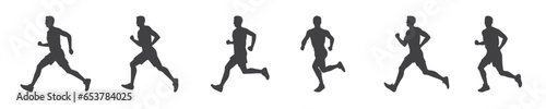 Silhouette of a running man or jogger or sprinter vector collection