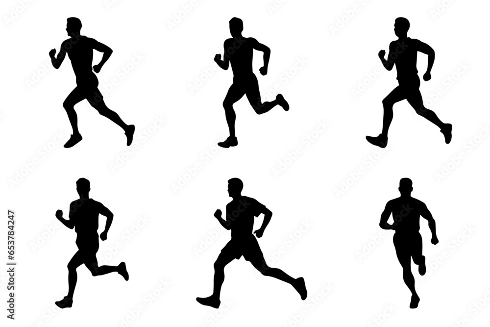 Silhouette of a running man or jogger or sprinter vector collection Silhouette of a running man or jogger or sprinter vector collection