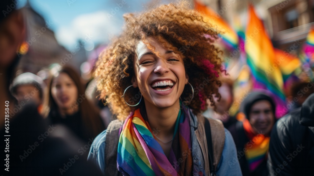 Portraits of very happy members of the LGBTQI+ community standing together to celebrate pride, love and diversity - created with Generative AI technology Portraits of very happy members of the LGBTQI+ community standing together to celebrate pride, love and diversity - created with Generative AI technology