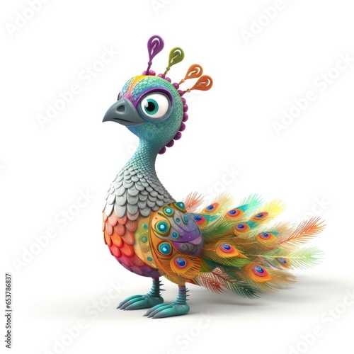 Cute peacock cartoon character