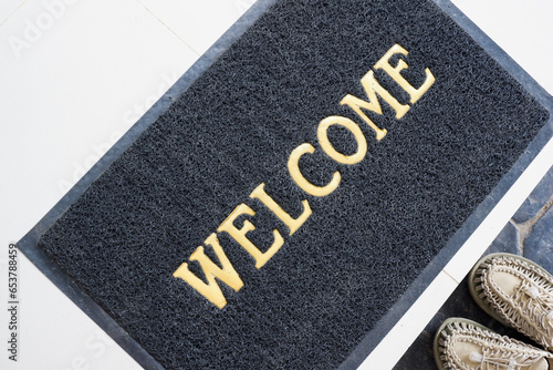 Beautiful Gray Welcome sign at home or restaurant.