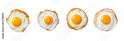 Set of Fried egg isolated  top view on transparent or white background © MaxSimplify