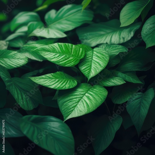 green leaves on a black background