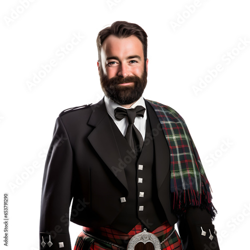 man in scottish kilt for hogmanay photo