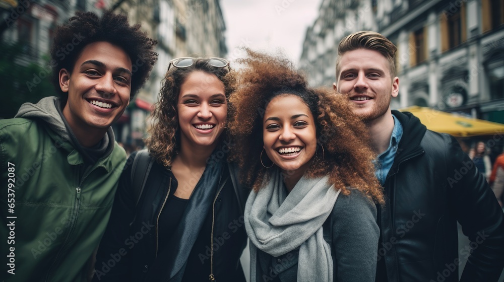 Global Citizens: Multi-Ethnic Group of Friends Enjoying a Day Out in the City.- generative AI, fiction Person Global Citizens: Multi-Ethnic Group of Friends Enjoying a Day Out in the City.- generative AI, fiction Person