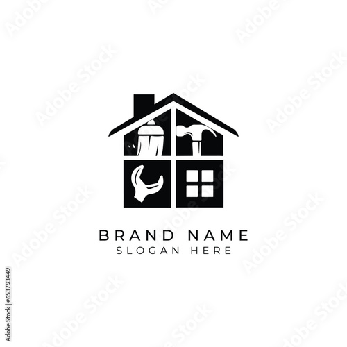 home service vector logo template. this design suitable for home services, repair, construction and painting or building company