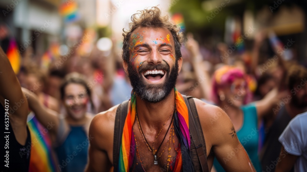 Portraits of very happy members of the LGBTQI+ community standing together to celebrate pride, love and diversity - created with Generative AI technology Portraits of very happy members of the LGBTQI+ community standing together to celebrate pride, love and diversity - created with Generative AI technology