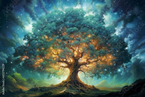 majestic tree of existence. Generative AI