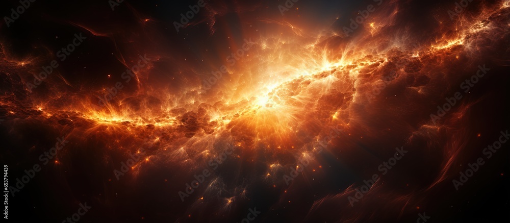Artistic illustration of the sun in space showing bursting flares and magnetic storms Artistic illustration of the sun in space showing bursting flares and magnetic storms
