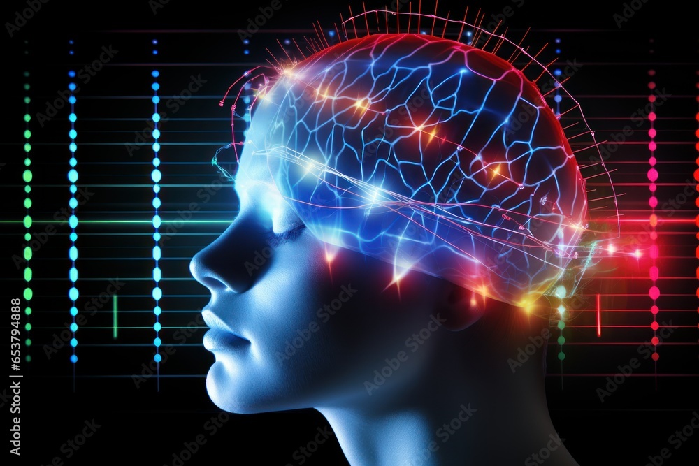 Electroencephalogram (EEG): Image of EEG brain activity in a person - obrazy, fototapety, plakaty 