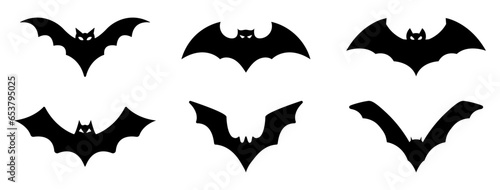 Set of halloween bats silhouettes. Bats icons set vector illustration. photo