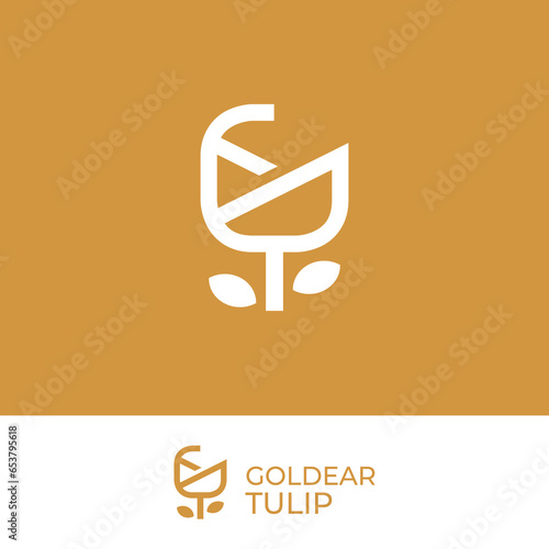 Tulip Icon Logo Design Vector. Initial G Logo Identity for Branding, Business, Real Estate, Fasion and Elegant Brand
