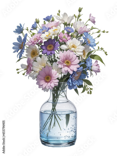 Beautiful watercolor painting flower vase on white background.