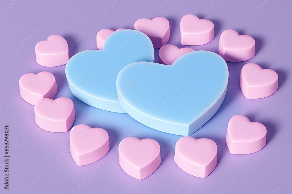 Heart shaped pills on pink background, healthcare and love concept, generative ai