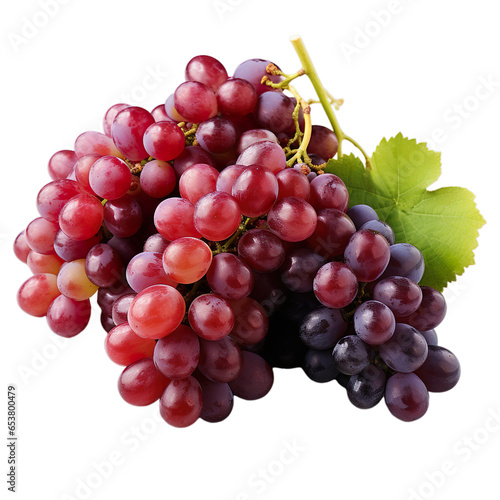 Front close view bunch of Grapes on a transparent background.