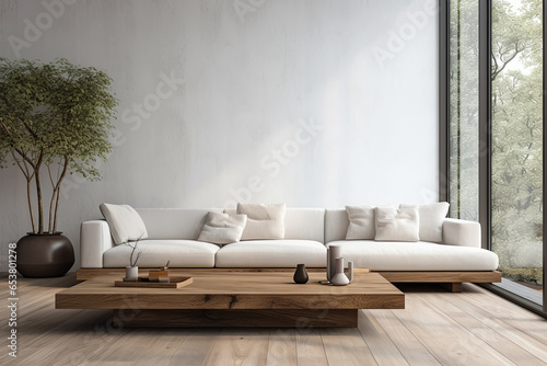modern living room with brown leather sofa and black picture on the wall