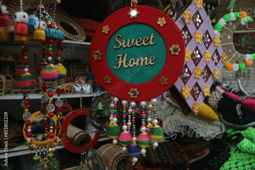 Mirpur 2, Dhaka, Bangladesh: September 14, 2023: Handmade home decor accessories for sell in the market. Editorial Use Only
 photo