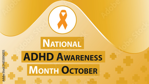 National ADHD Awareness Month vector banner design. Happy National ADHD Awareness Month modern minimal graphic poster illustration.