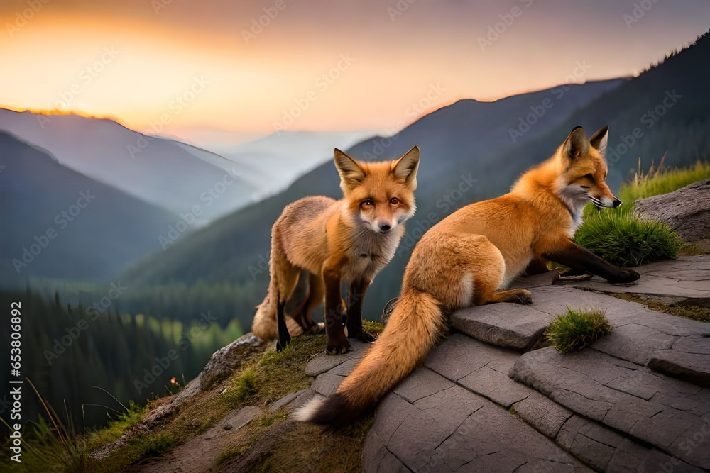 small fox on the mountain amazing view small fox on the mountain amazing view