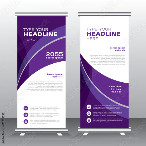 Business Roll Up template. Standee Design. Banner Template Modern Minimal. Presentation and Brochure. pull uf banner, - Vector illustration