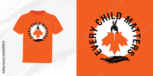 Every Child Matters. National Day for Truth and Reconciliation. Orange T-Shirt Day. 30th September. Vector Illustration.