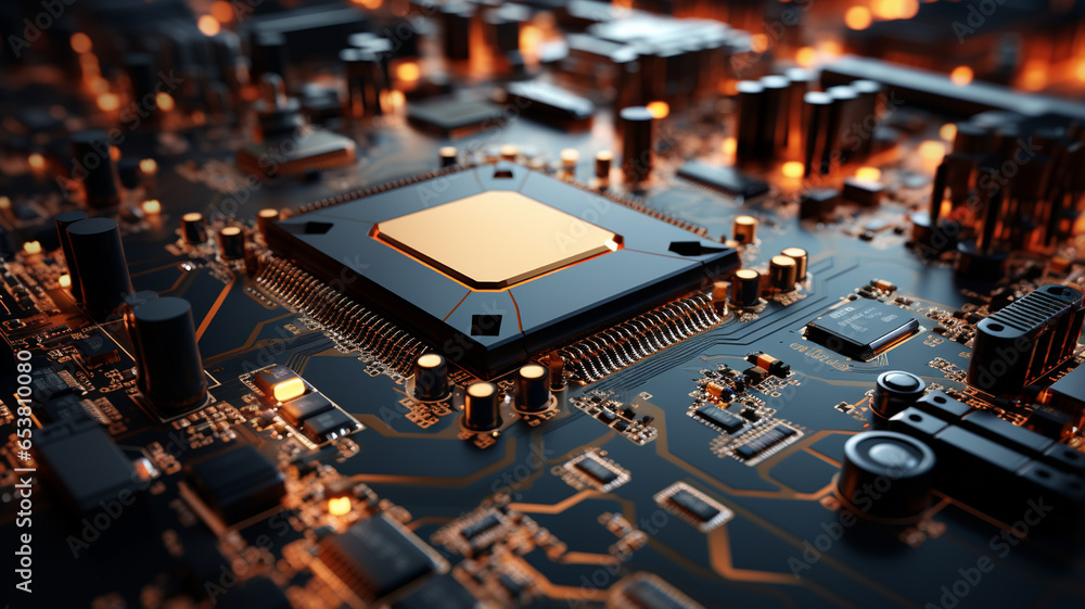 circuit board with electronic components. computer motherboard. circuit board with electronic components. computer motherboard.