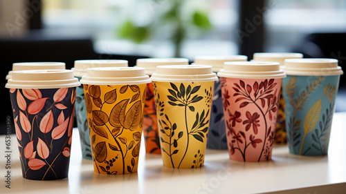 coffee cups with cappuccino