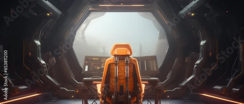  Concept design of spaceship cockpit control room. High quality 4K photo