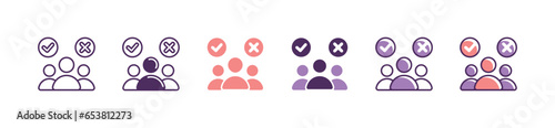 group of people in job interviews hiring approved icon vector business human resource recruitment decision making symbol illustration for web and app
