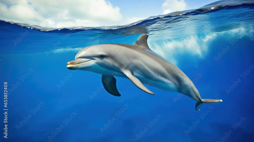 dauphin gris nageant juste sous la surface de la mer dauphin gris nageant juste sous la surface de la mer