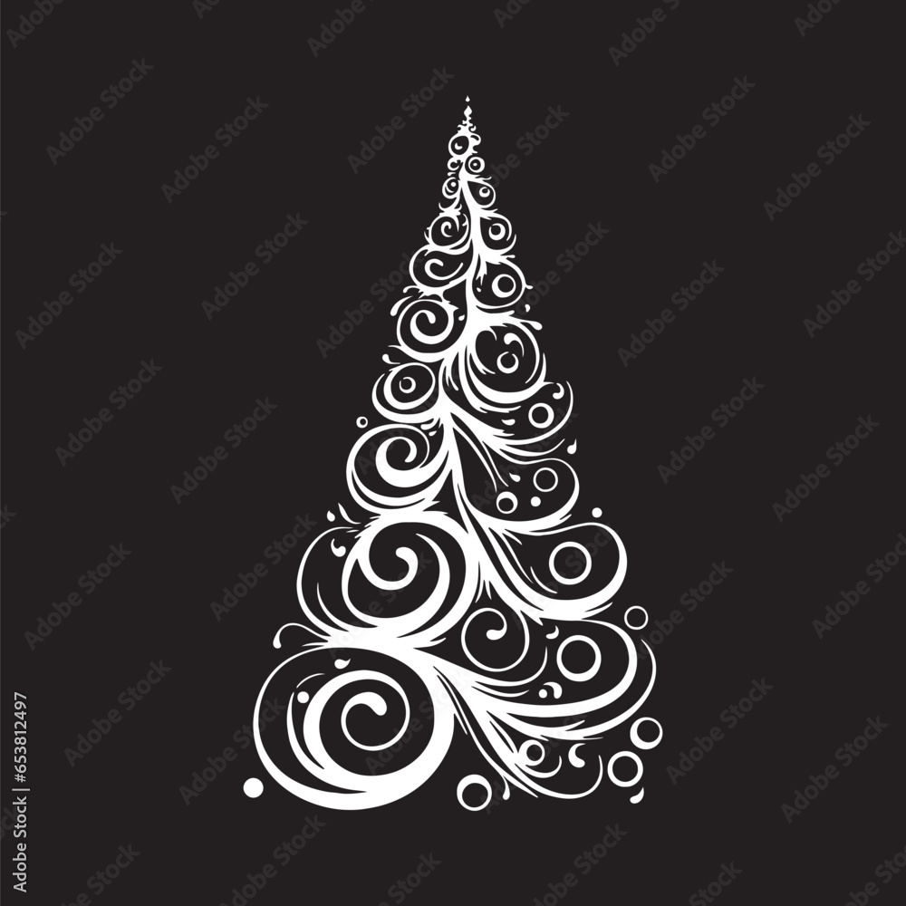 Abstract Christmas Tree Black and White Vector Shape. Logo or symbol template. Perfect for a variety of creative projects, including greeting cards, holiday banners and social posts. Abstract Christmas Tree Black and White Vector Shape. Logo or symbol template. Perfect for a variety of creative projects, including greeting cards, holiday banners and social posts.