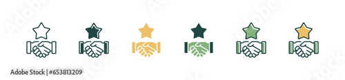 handshake teamwork success core value star icon vector business achievement goal award gain trust and integrity symbol illustration