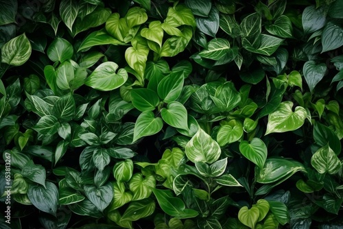 Artistic background of lush green foliage, natural wallpaper. Generative AI