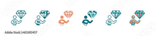 human resource workshop diamond core value training icon vector business people success improvement growth target gemstone trust goal symbol illustration for web and app