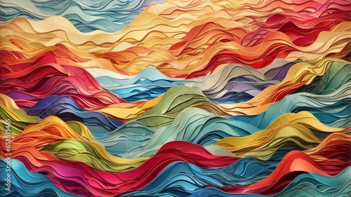3D Colorful Abstract Wave Background. Sharp Focus, Intricate Details, Highly Detailed, Colorful, Wavy Texture Rainbow Background.