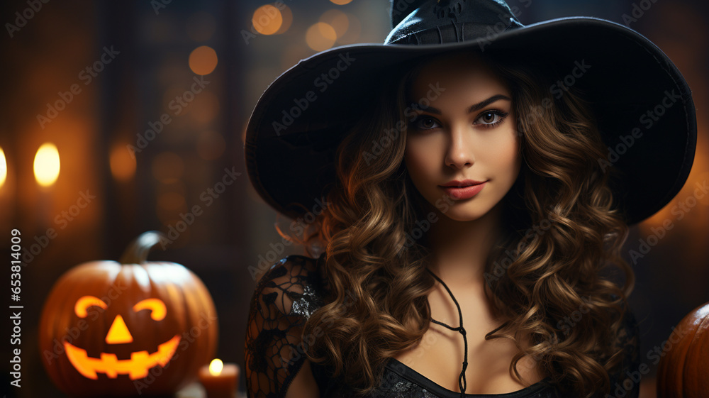 beautiful woman dressed in witch costume for halloween beautiful woman dressed in witch costume for halloween