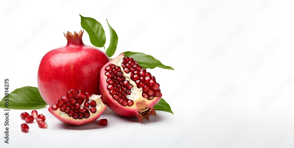 pomegranate fruit macro white background blank space, ai generative pomegranate fruit macro white background blank space, ai generative