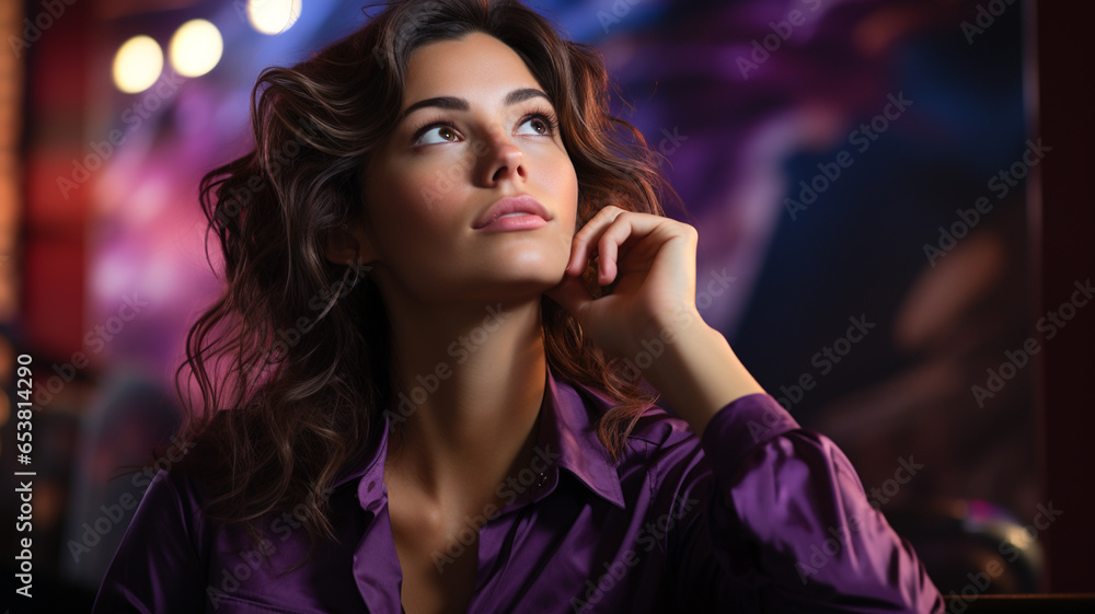 portrait of young curly woman portrait of young curly woman