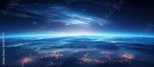 Stunning planet Earth with city lights and stars viewed from space