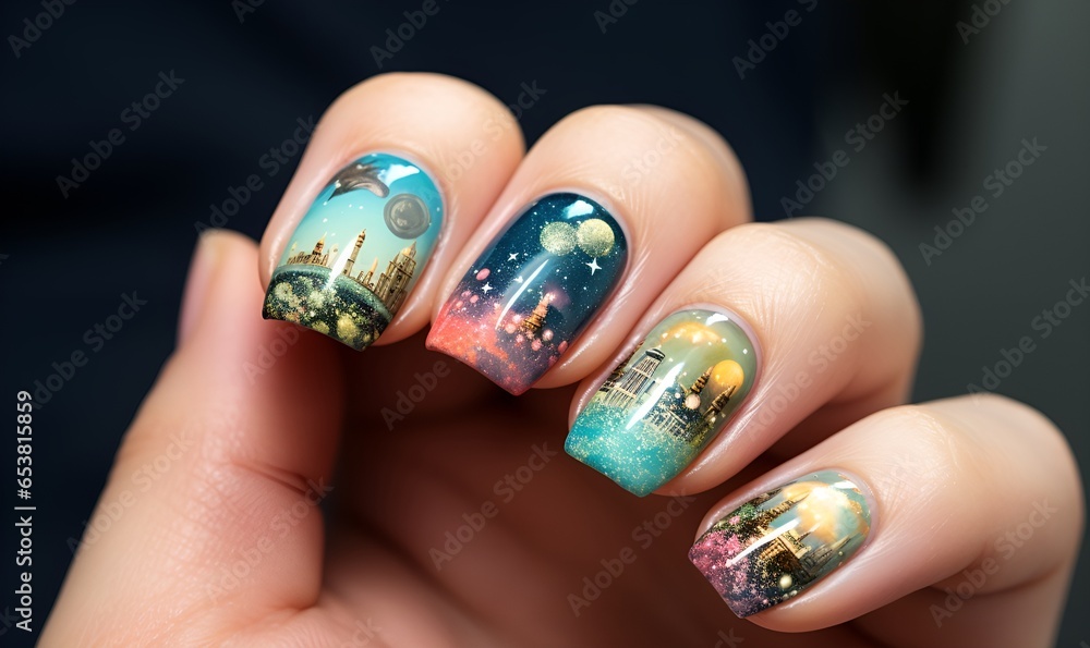 woman's finger with nail polish painting, ai generative woman's finger with nail polish painting, ai generative