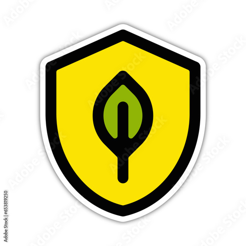 picto logo icones et symbole ecologie bouclier nature agriculture et plantes gras jaune couleur relief