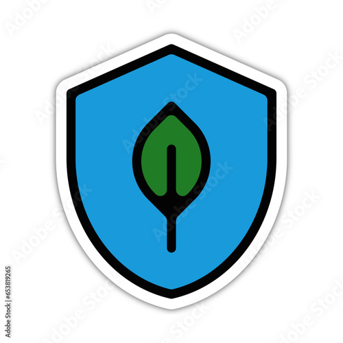 picto logo icones et symbole ecologie bouclier nature agriculture et plantes gras bleu couleur relief