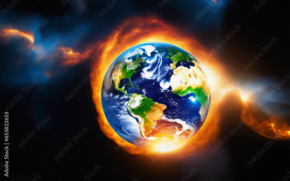 Fototapeta premium Burning earth representing global boil 