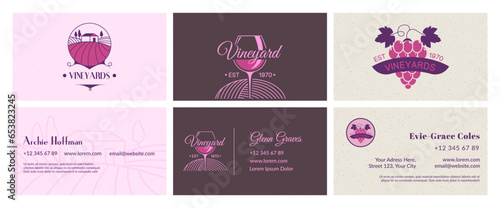 Business card design set for vineyard company
