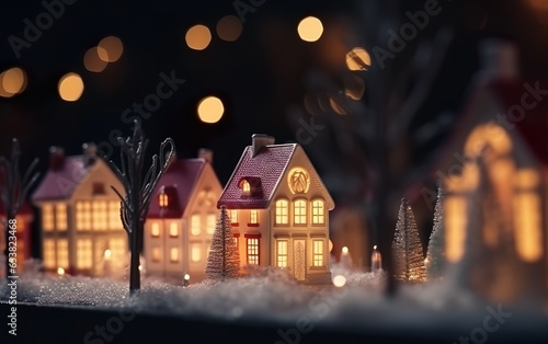 Seasonal Christmas House Lights Decoration. Outdoor background